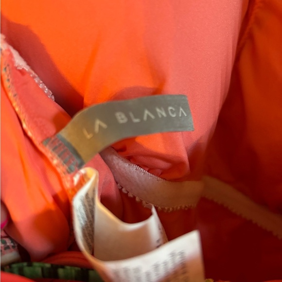 La Blanca Garden Social Mio Ruffle One Piece Coral sz 10 $134 - Picture 6 of 7